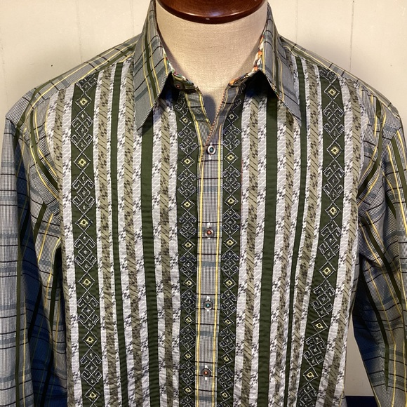 Robert Graham button down long sleeve shirt Mens size XL Knowledge Wisdom Faith - Picture 2 of 12